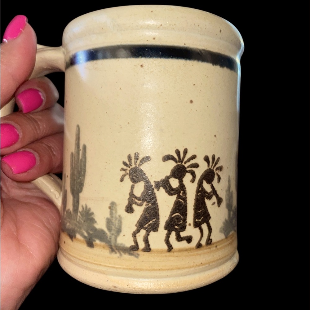 Pair of Dakota Stoneware Kokopelli and Cacti Design Mugs - Picture 2 of 9